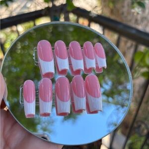 Pink and White French Tip Press-On Nails